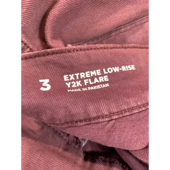 Arizona Jean Co Y2K Flare Extreme Low-Rise Slim Fit Flare Leg Jeans Sz 3 Maroon - Picture 4 of 5